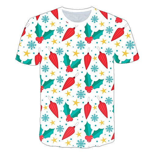 

Men's Daily Sports Basic / Exaggerated T-shirt - Color Block / 3D / Abstract Print Rainbow