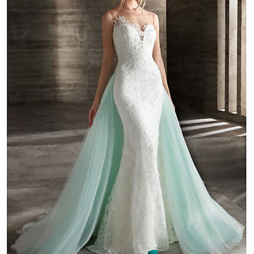

Mermaid / Trumpet Strapless Sweep / Brush Train Lace Strapless Country Plus Size Wedding Dresses with Lace 2020