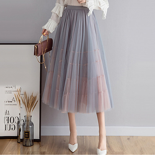

Women's Swing Skirts - Solid Colored Blushing Pink Blue Black One-Size