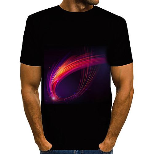 

Men's Plus Size Rainbow Abstract Print T-shirt Basic Exaggerated Daily Weekend Round Neck Black / Short Sleeve