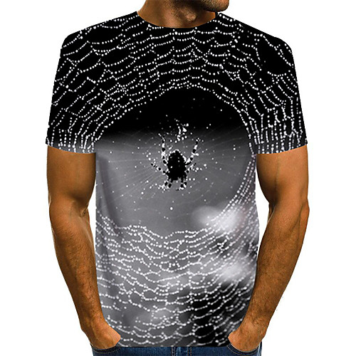 

Men's Daily Holiday Street chic / Exaggerated T-shirt - Color Block / 3D / Abstract Print Gray