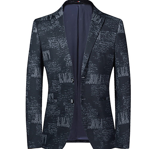 

Men's Blazer Notch Lapel Polyester Black