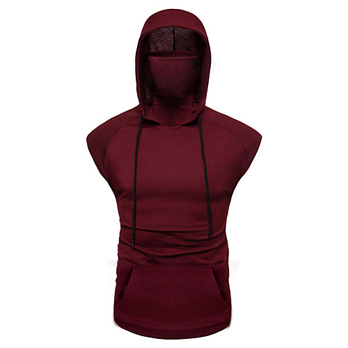 

Men's Solid Colored Tank Top Daily Hooded Wine / Black / Gray / Sleeveless