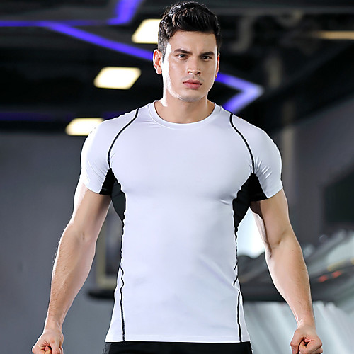 

Men's Daily Sports Basic / Street chic T-shirt - Geometric / Color Block Black & White, Print White