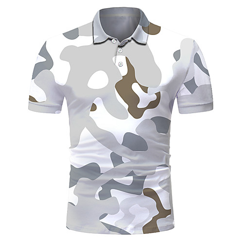 

Men's Club Weekend Rock / Military Polo - Color Block / 3D / Camo / Camouflage Print Light gray