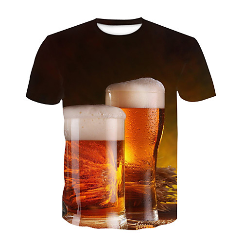 

Men's Party Club T-shirt - 3D / Beer Print Brown