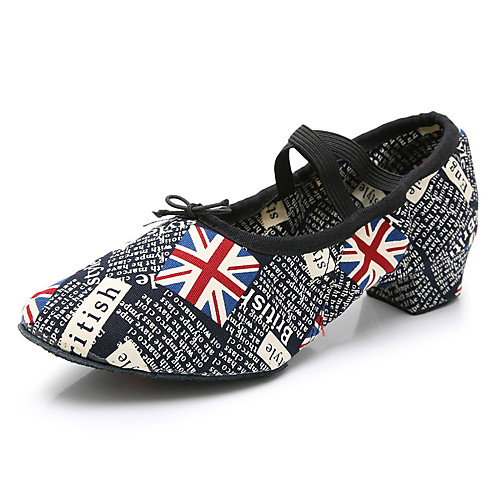 

Women's Latin Shoes / Modern Shoes Canvas / Linen Elastic Band Flat Splicing Cuban Heel Customizable Dance Shoes Red / Green / Black