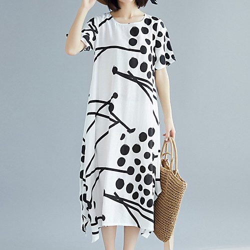 

Women's Red Black Dress A Line Polka Dot M L