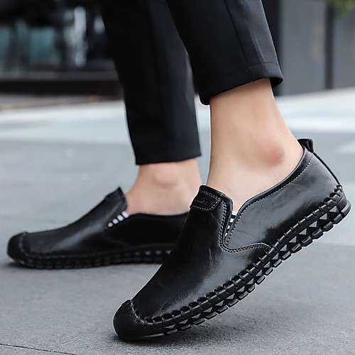 

Men's Leather Spring & Summer / Fall & Winter Classic / British Loafers & Slip-Ons Walking Shoes Breathable Dark Brown / Blue / Black