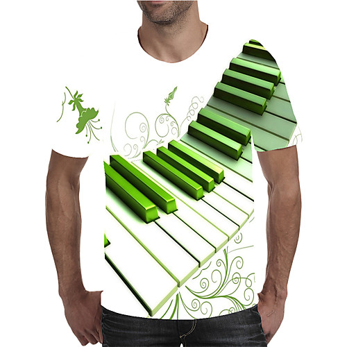 

Men's Daily Going out Street chic / Exaggerated T-shirt - Geometric / 3D / Graphic Pleated / Print Rainbow