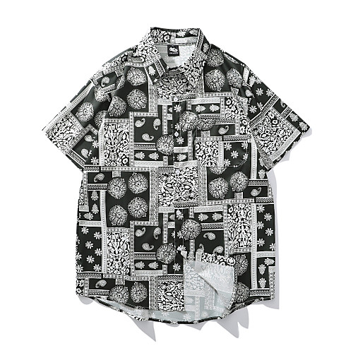 

Men's Daily Basic Shirt - Floral / Scenery Print Dark Gray