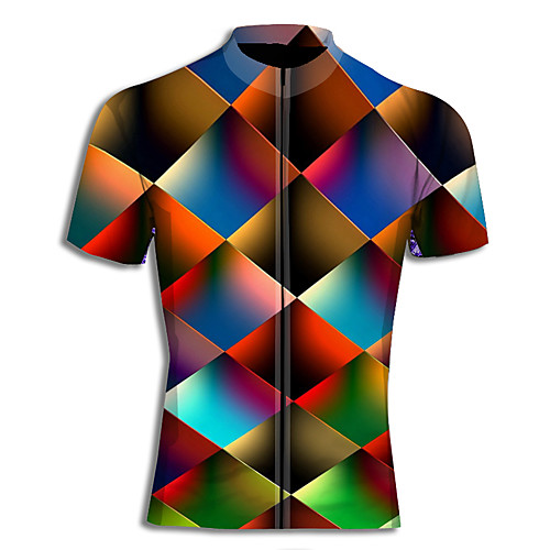 

Men's Daily Spring & Summer Regular Jacket, Color Block Stand Short Sleeve Polyester Rainbow