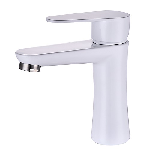 

Bathroom Sink Faucet - New Design Nickel Brushed Free Standing Single Handle One Hole Bath Taps White Matt Black Silver