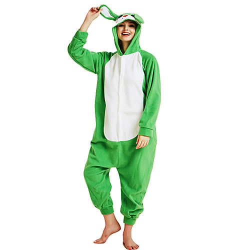 

Adults' Kigurumi Pajamas Rabbit Bunny Onesie Pajamas Flannelette Green Cosplay For Men and Women Animal Sleepwear Cartoon Festival / Holiday Costumes