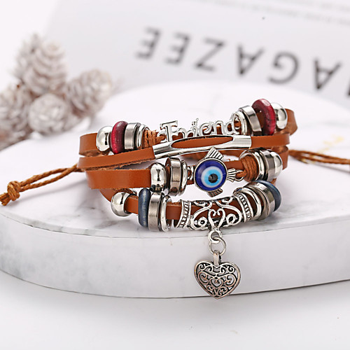 

Women's Leather Bracelet Retro Eyes Punk Leather Bracelet Jewelry Brown For Date Birthday Festival