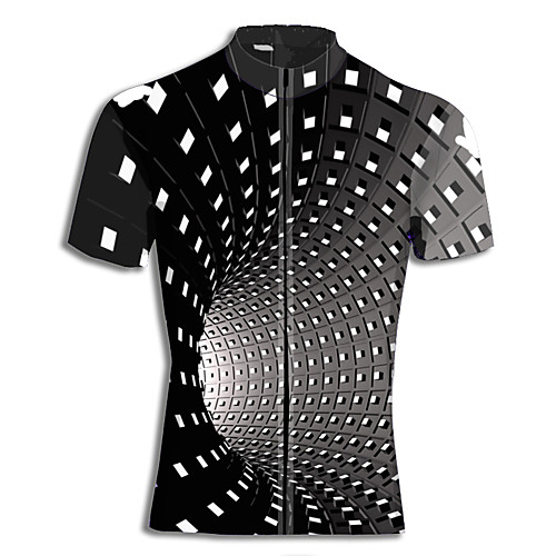 

Men's Daily Spring & Summer Regular Jacket, Geometric Stand Short Sleeve Polyester Black