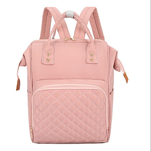 

Large Capacity Nylon Zipper Commuter Backpack Solid Color Daily Yellow / Blushing Pink / Red