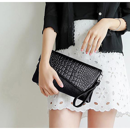 

Women's PU Clutch Solid Color Black
