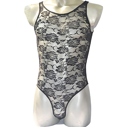 

Men's Lace Bodysuits Nightwear Solid Colored Red Blue Black One-Size