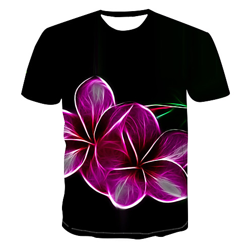 

Men's Club Weekend Street chic / Punk & Gothic T-shirt - Floral / Color Block / 3D Print Black