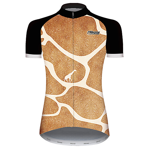 

21Grams Women's Short Sleeve Cycling Jersey 100% Polyester Black / Orange Geometic Animal Giraffe Bike Jersey Top Mountain Bike MTB Road Bike Cycling UV Resistant Breathable Quick Dry Sports Clothing