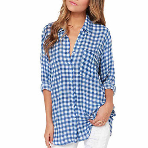 

Women's Daily Shirt - Plaid Blue