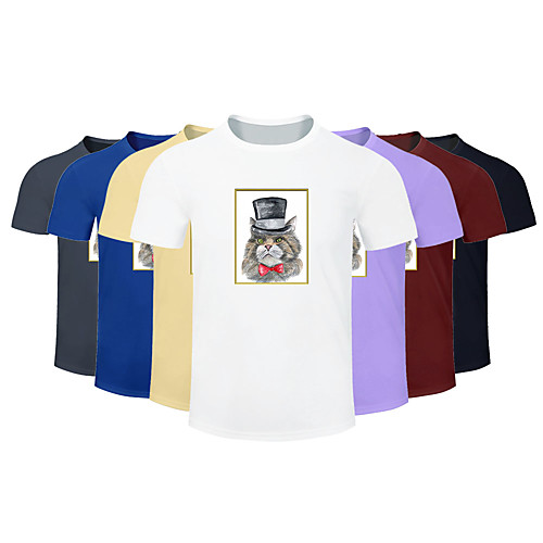

Men's Women's Cotton Running T-Shirt Workout Shirt Round Neck Running Active Training Jogging Breathable Quick Dry Moisture Wicking Sportswear Cat Plus Size Tee / T-shirt Top Short Sleeve Activewear