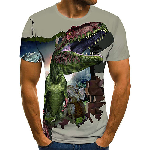 

Men's Daily Going out Street chic / Exaggerated T-shirt - Geometric / 3D / Graphic Pleated / Print Rainbow