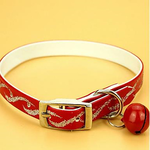 

Rodents Dog Cat Collar With Bell Casual / Daily Solid Colored PU Leather Red