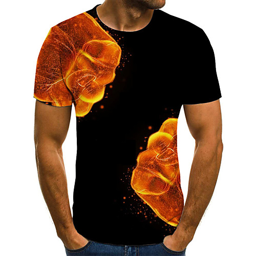 

Men's Daily Going out Street chic / Exaggerated T-shirt - Geometric / 3D / Graphic Pleated / Print Rainbow