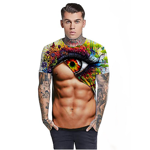 

Men's Daily Street chic T-shirt - 3D / Skull Print Rainbow