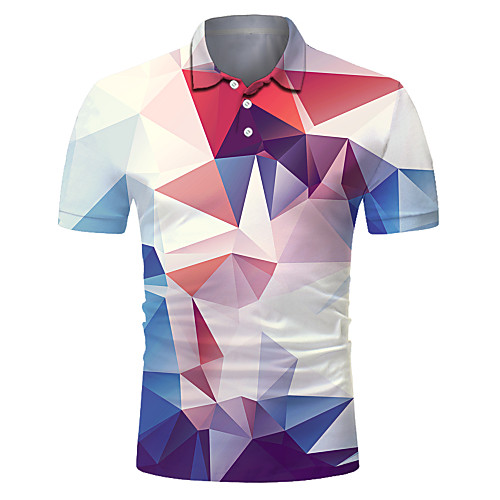 

Men's Club Weekend Rock / Exaggerated Polo - Color Block / 3D / Graphic Print Rainbow