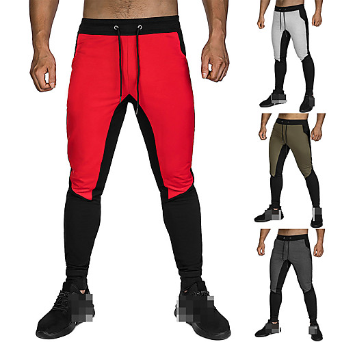 

Men's Jogger Pants Joggers Running Pants Track Pants Sports Pants Drawstring Sports Winter Bottoms Running Jogging Training Breathable Quick Dry Soft Color Block Red Army Green Dark Gray Light Gray