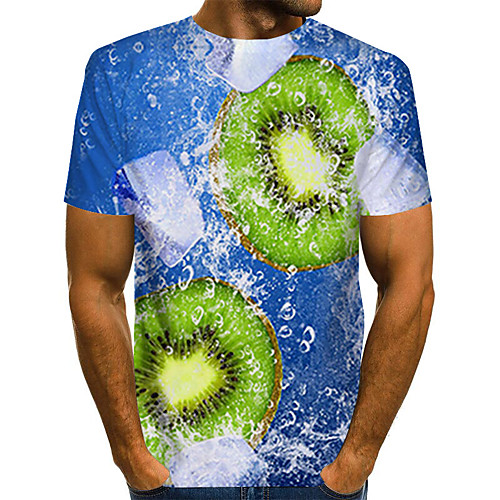 

Men's Daily Holiday Street chic / Exaggerated T-shirt - Color Block / 3D / Abstract Print Blue