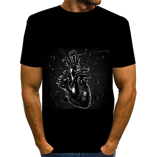 

Men's Daily Basic T-shirt - Color Block / 3D Print Black