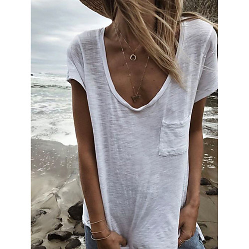 

Women's Solid Colored T-shirt - Cotton Daily White / Gray