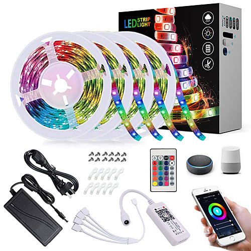 

ZDM 20m Flexible LED Light Strips 600 LEDs SMD5050 10mm 1 24Keys Remote Controller / 1x 1 To 4 Cable Connector / 1Set Mounting Bracket 1 set Multi Color Decorative / TV Background 12 V