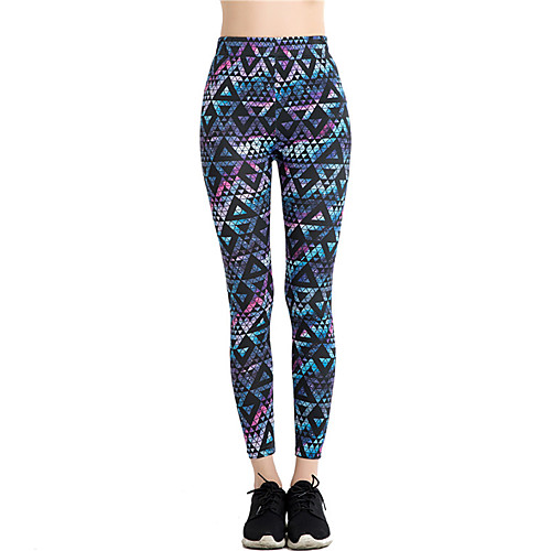 

Women's Sports / Yoga Sporty / Basic Legging - Geometric / Print / Color Block, Print Mid Waist Navy Blue One-Size