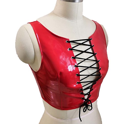 

Dance Costumes Vest Split Joint Bandage Women's Performance Theme Party Sleeveless Natural PU