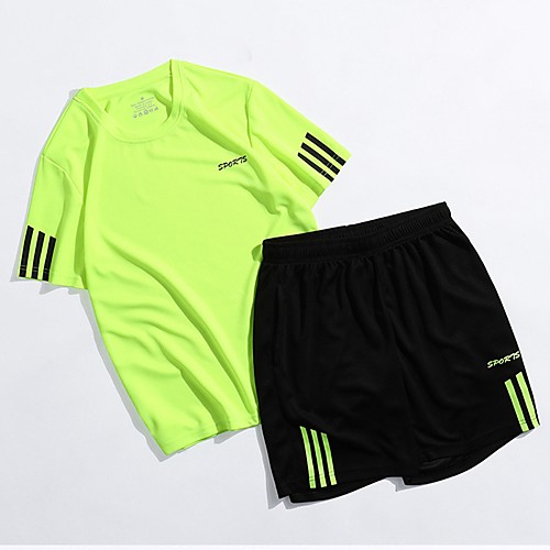

Men's Daily Sports Basic Set - Striped / Solid Colored Green