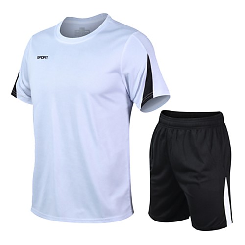 

Men's Plus Size Color Block Letter Slim Set Basic Daily Sports Round Neck White / Black / Red / Green / Gray / Short Sleeve