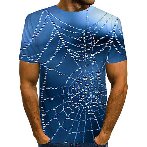 

Men's Plus Size Rainbow Abstract Print T-shirt Basic Exaggerated Daily Weekend Round Neck Blue / Short Sleeve