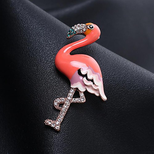 

Women's Cubic Zirconia Brooches Classic Flamingo Stylish Simple Classic Brooch Jewelry Gold For Party Gift Daily Work Festival