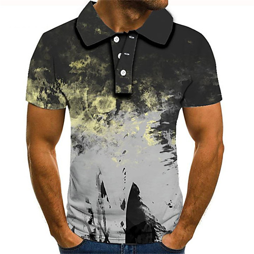 

Men's Plus Size Color Block 3D Polo Street chic Exaggerated Daily Going out Shirt Collar Rainbow / Short Sleeve