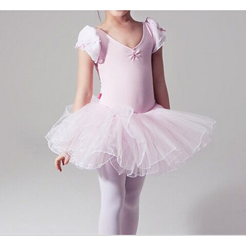 

Ballet Dress Cascading Ruffles Ruching Girls' Training Performance Cap Sleeve Natural Cotton