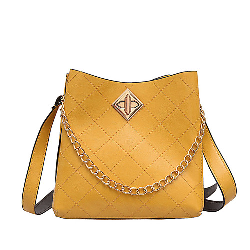 

Women's Chain Polyester / PU Top Handle Bag Solid Color Yellow / Red / White