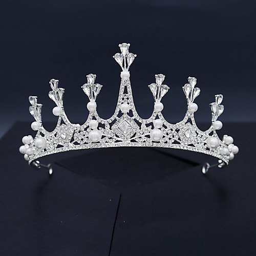 

Fashionable Jewelry Cubic Zirconia Alloy Tiaras with Rhinestone Imitation Pearl Crystals 2pc Wedding Party Evening Headpiece