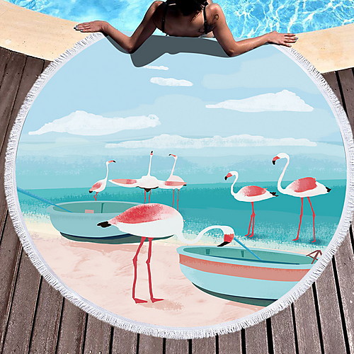 

Women's Beach Mat Blanket Towel Shower Bath Towel Travel Blanket Pink Blue White Beach Towel Swimwear Swimsuit - Geometric Pink