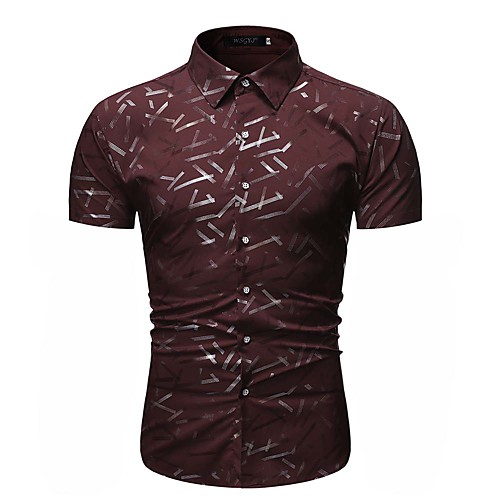

Men's Holiday Tropical Shirt - Geometric Print Red