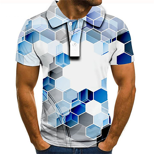 

Men's Daily Going out Street chic / Exaggerated Polo - Color Block / 3D / Graphic Rainbow